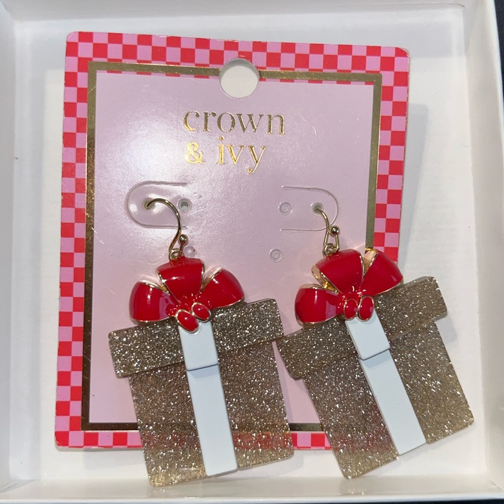 Crown & Ivy Christmas present earrings